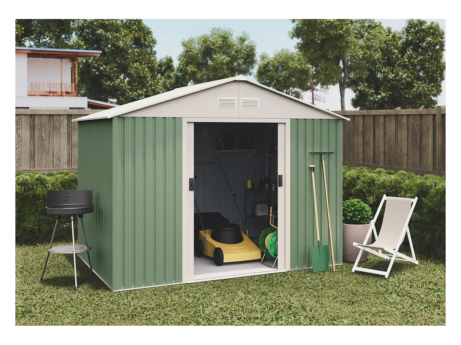Caseta de jardín metálica Gavle 4,72m2 - 10 años garantía - 181 x 261 x 198 cm. Cobertizo jardin