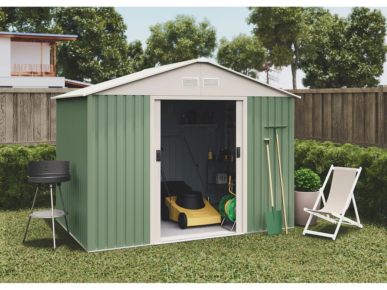 Caseta de jardín metálica Gavle 4,72m2 - 10 años garantía - 181 x 261 x 198 cm. Cobertizo jardin