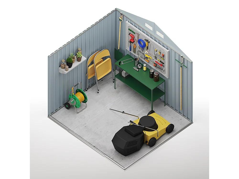 Caseta de jardín metálica Gavle 4,72m2 - 10 años garantía - 181 x 261 x 198 cm. Cobertizo jardin