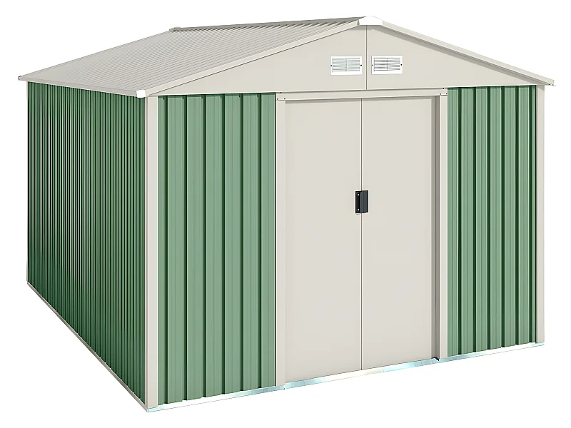 Caseta de jardín metálica Galliv 7,86m2 - 10 años garantía - 261x301x198cm. Cobertizo jardin