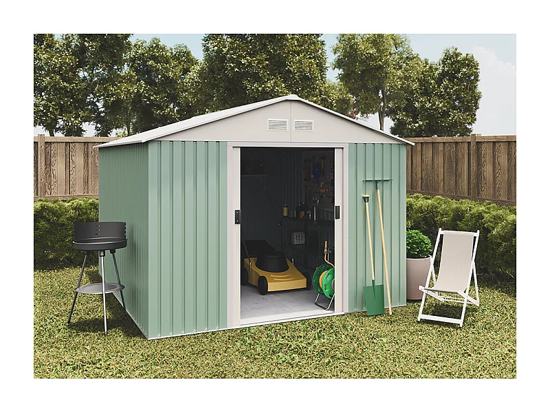 Abri de jardin en métal Galliv 7.86 m2 - Garantie 10 ans - 261x301x198cm. Remise métal