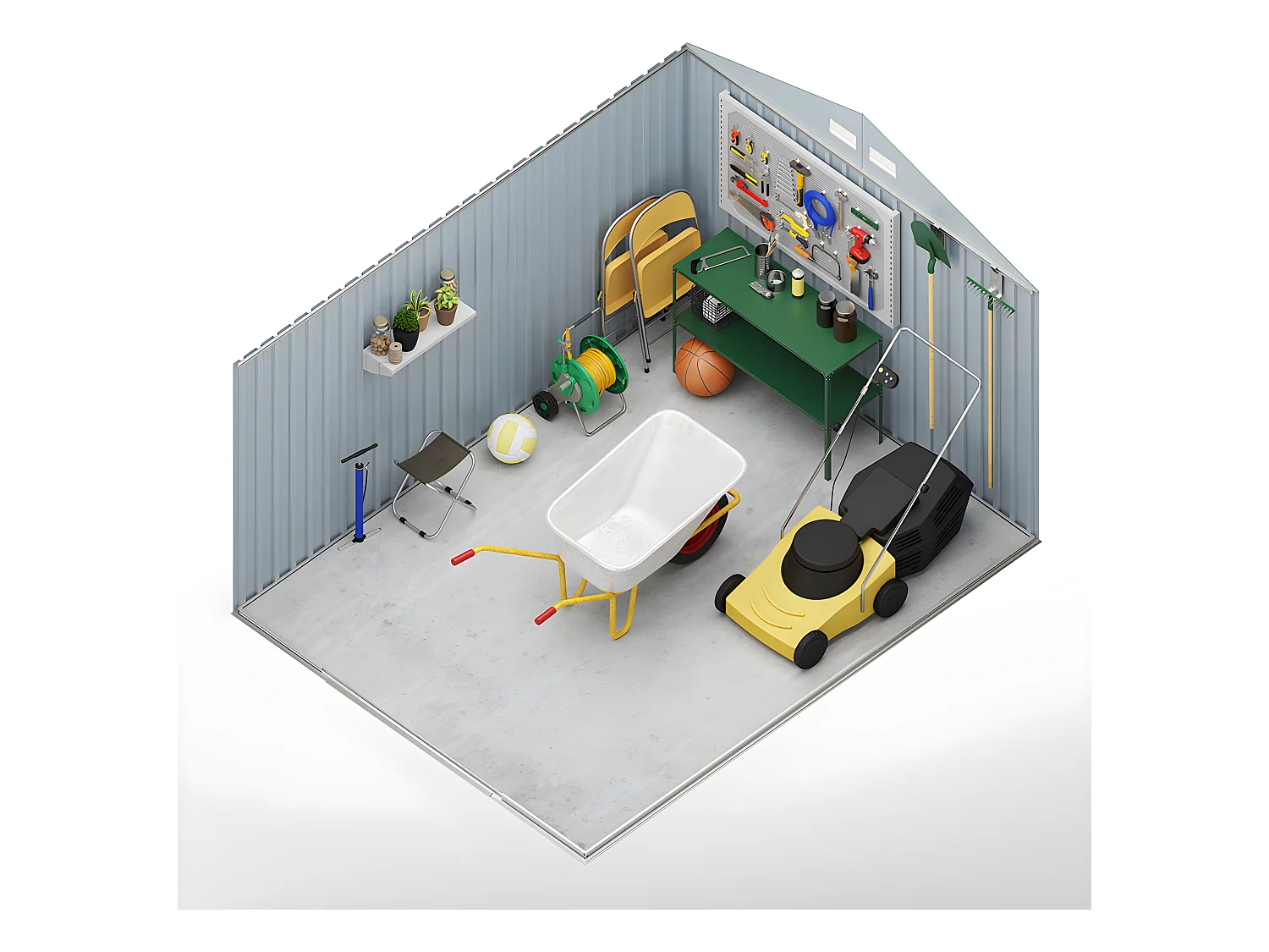 Abri de jardin en métal Galliv 7.86 m2 - Garantie 10 ans - 261x301x198cm. Remise métal