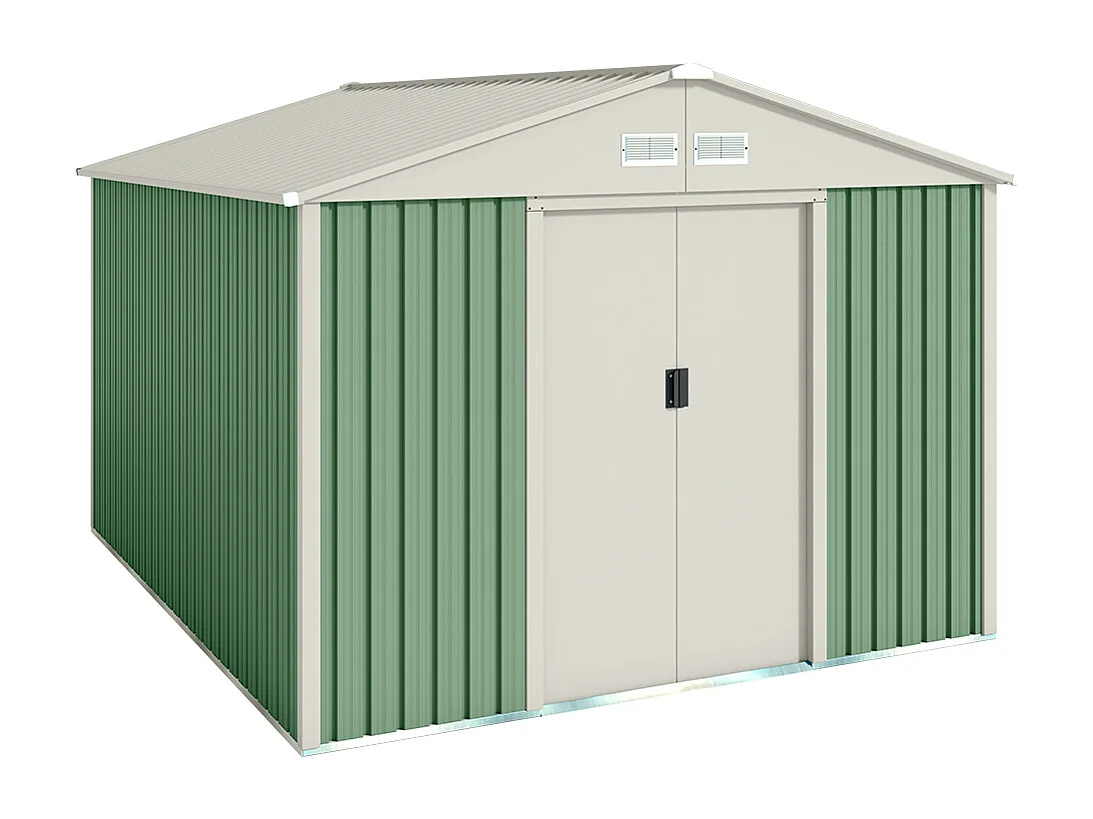 Abri de jardin en métal Galliv 7.86 m2 - Garantie 10 ans - 261x301x198cm. Remise métal