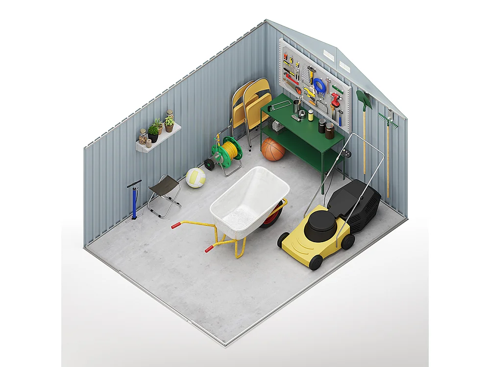 Abri de jardin en métal Galliv 7.86 m2 - Garantie 10 ans - 261x301x198cm. Remise métal