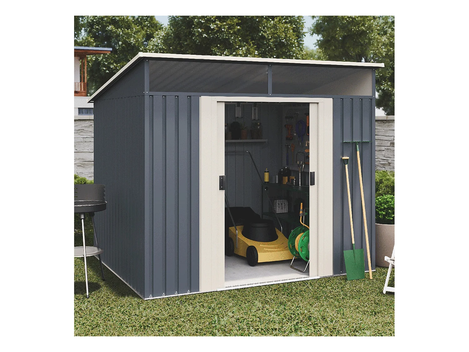 Abri de jardin Wasabi Stark 2.3 m2 - Garantie 10 ans - 121x195x196cm. Remise métal