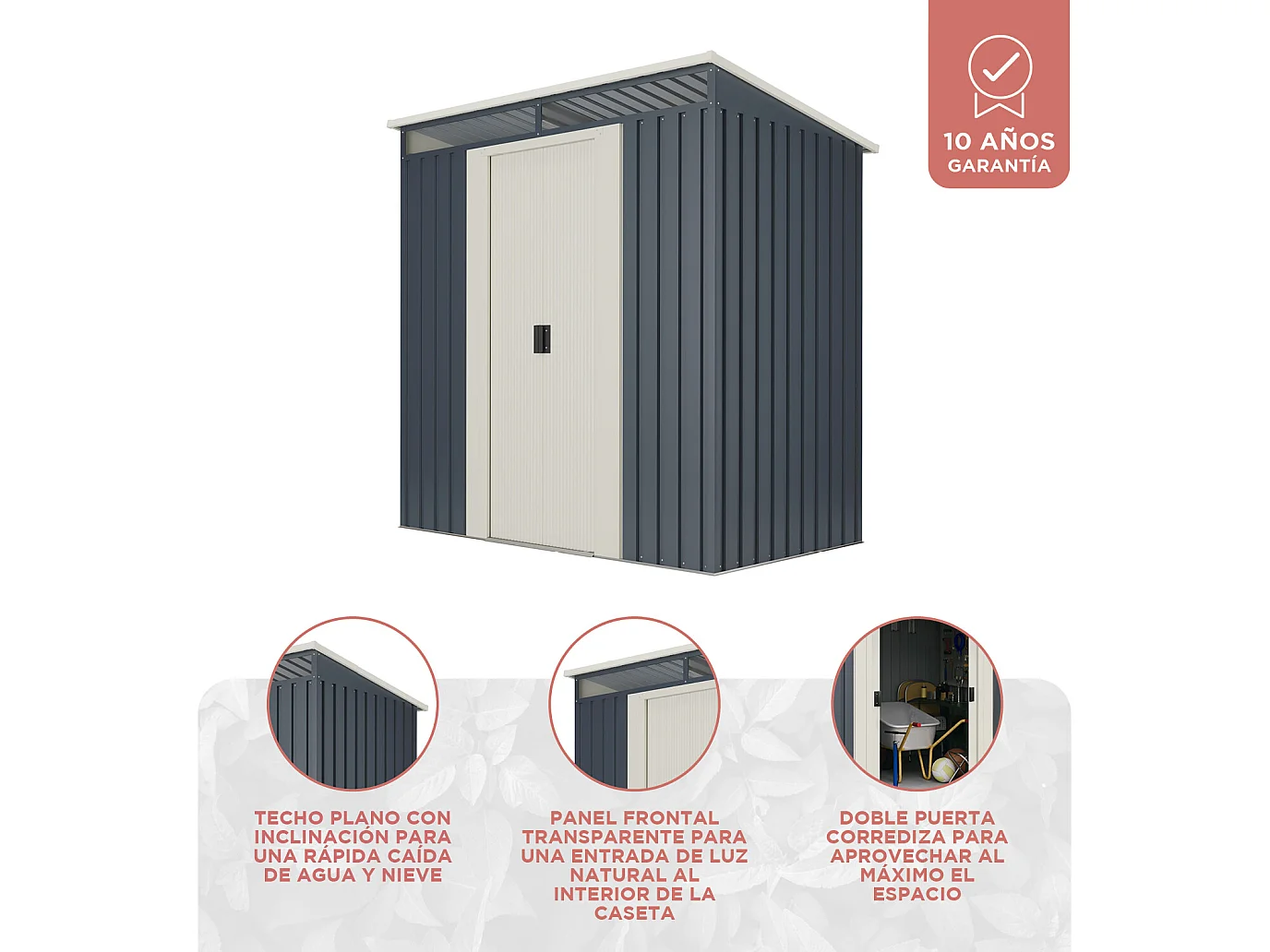 Capannone in metallo Wasabi Stark 2,3m2 - 10 anni di garanzia - 121x195x196cm. Capanno da giardino