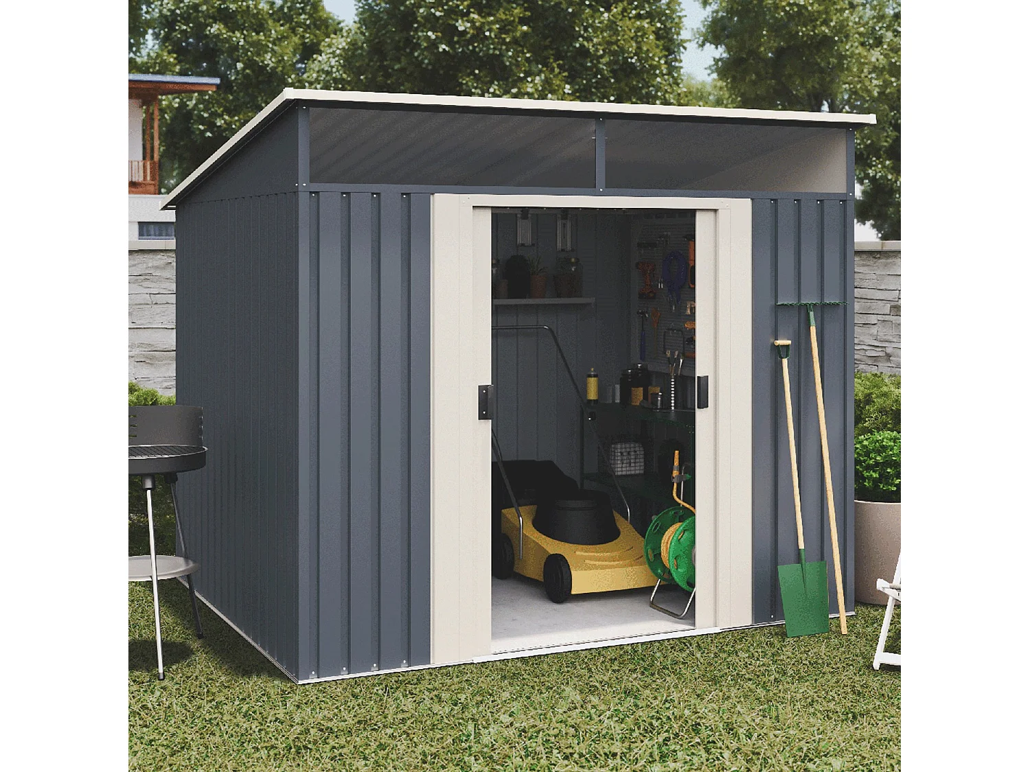 Capannone in metallo Wasabi Stark 2,3m2 - 10 anni di garanzia - 121x195x196cm. Capanno da giardino