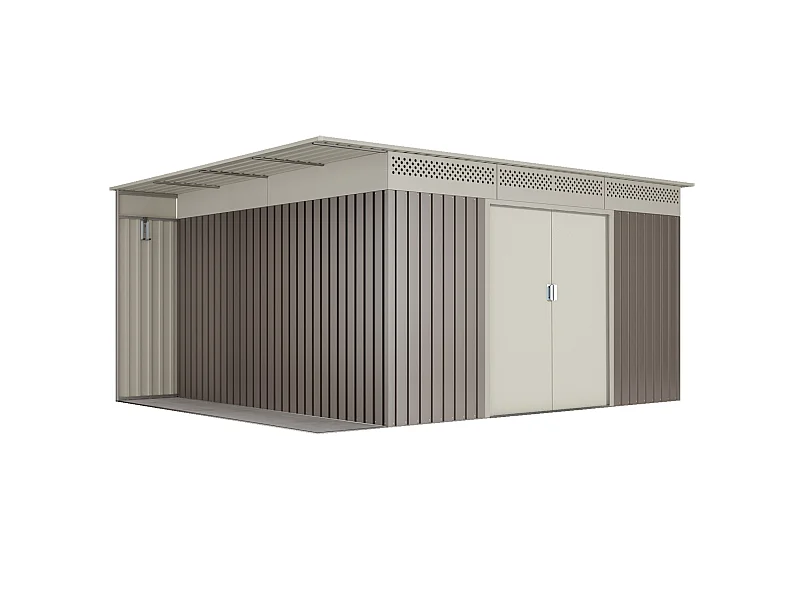 Abri de jardin Premium Uppsala 13.22 m2 - Garantie 10 ans - 397x333x191cm. Remise métal