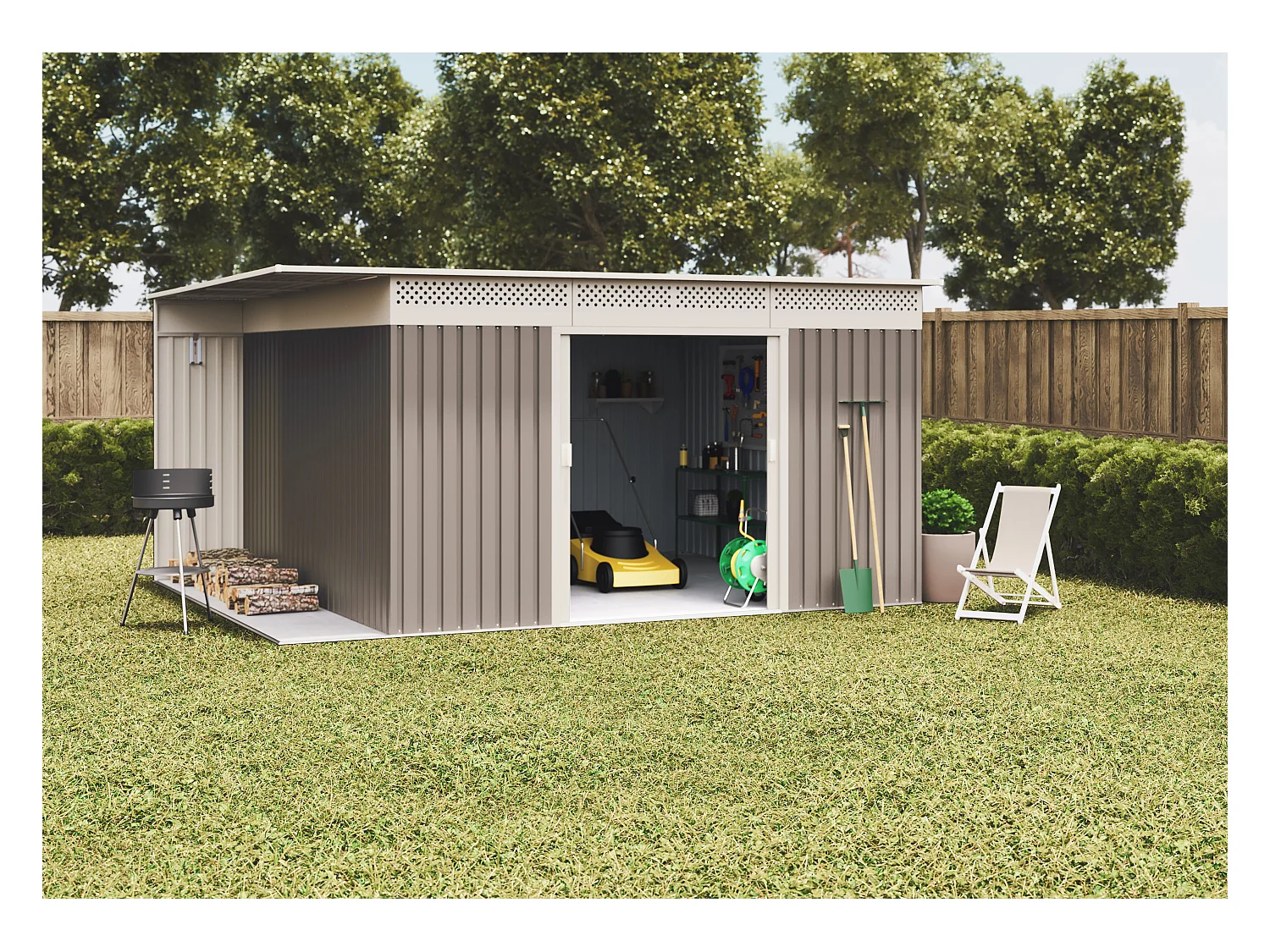 Abri de jardin Premium Uppsala 13.22 m2 - Garantie 10 ans - 397x333x191cm. Remise métal