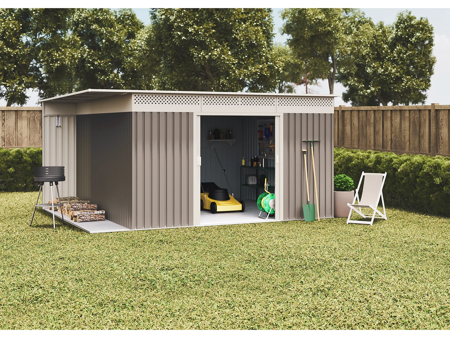 Abri de jardin Premium Uppsala 13.22 m2 - Garantie 10 ans - 397x333x191cm. Remise métal