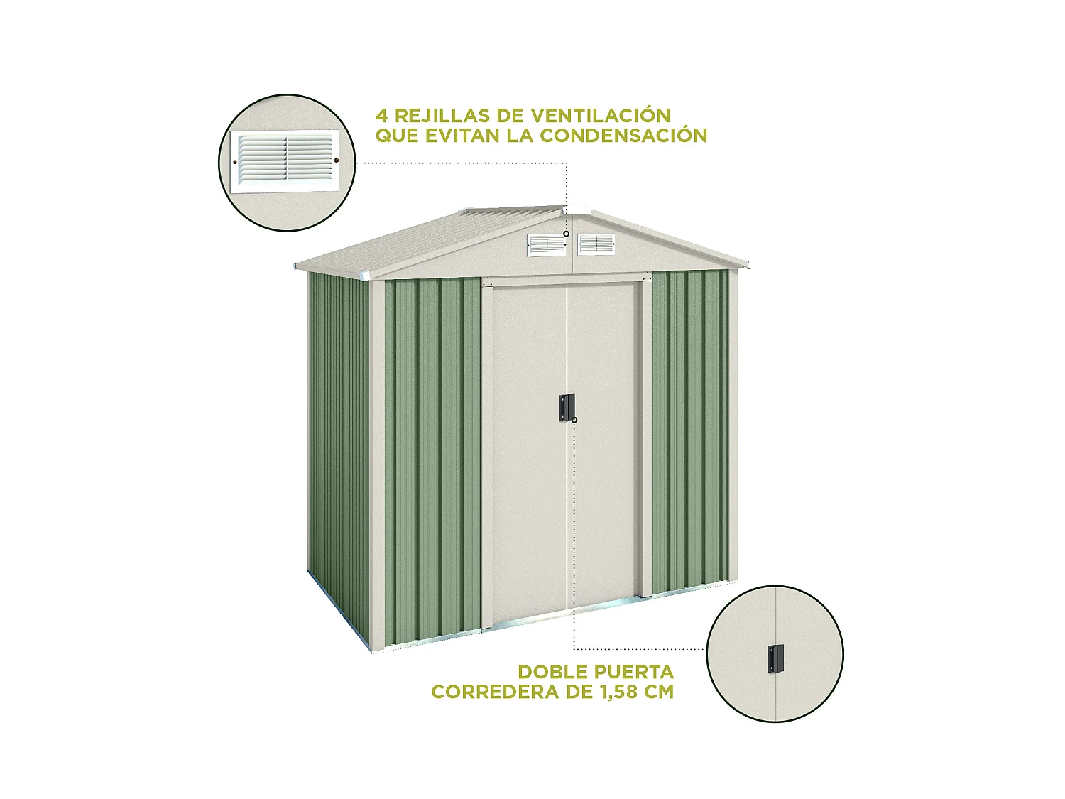 Capannone da giardino in metallo Nybro 2,43m2 - 10 anni di garanzia - 201x121x176cm. Capanno da giardino