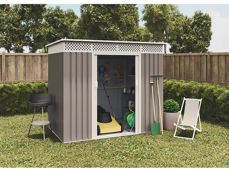 Abri de jardin en métal Nykop 3.02m2 - Garantie 10 ans - 213x142x184cm. Remise métal