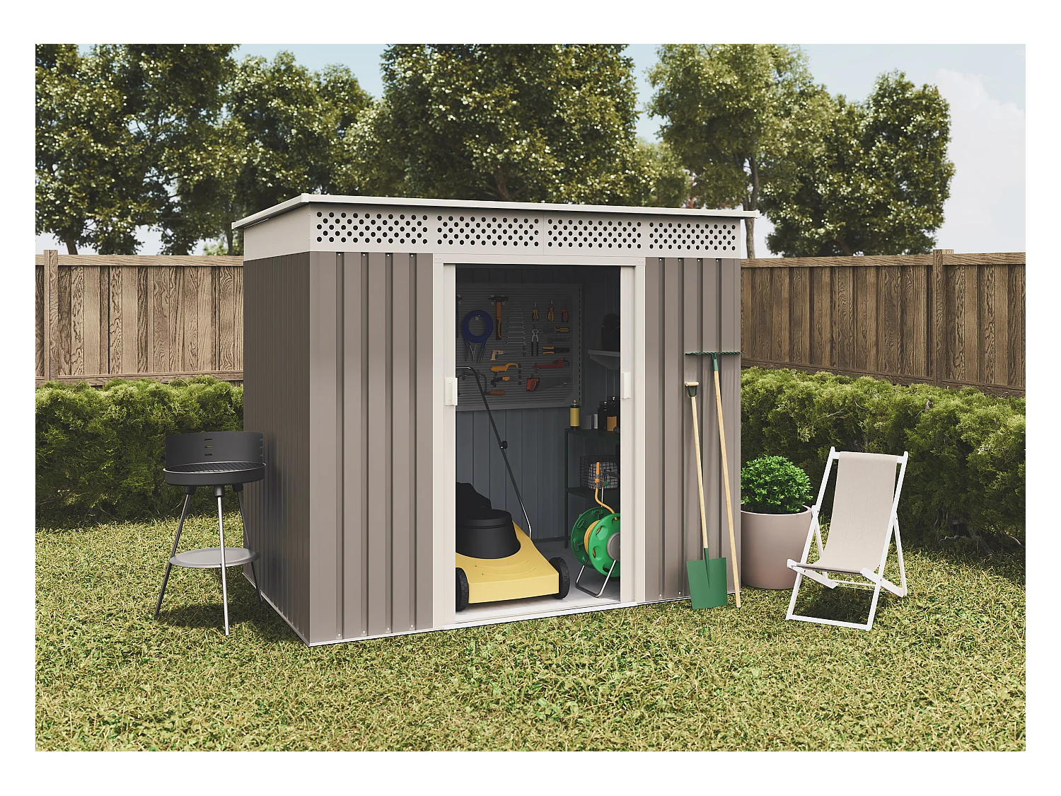 Capannone da giardino in metallo Nykop 3,02m2 - 10 anni di garanzia - 213x142x184cm. Capanno da giardino