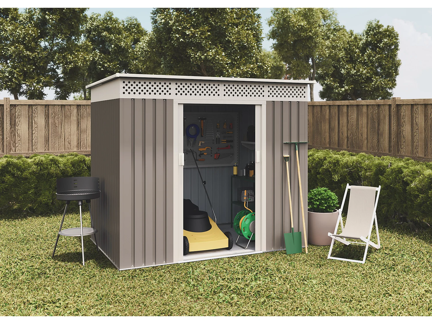 Abri de jardin en métal Nykop 3.02m2 - Garantie 10 ans - 213x142x184cm. Remise métal