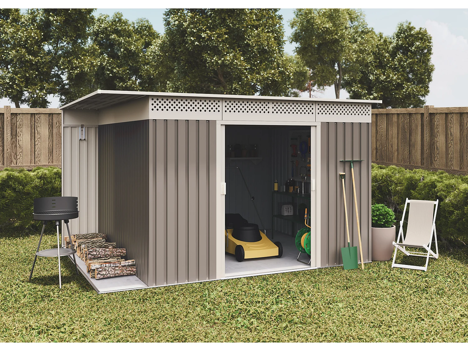 Abri de jardin Premium Orebro 8.96 m2 - Garantie 10 ans - 333x269x189cm. Remise métal