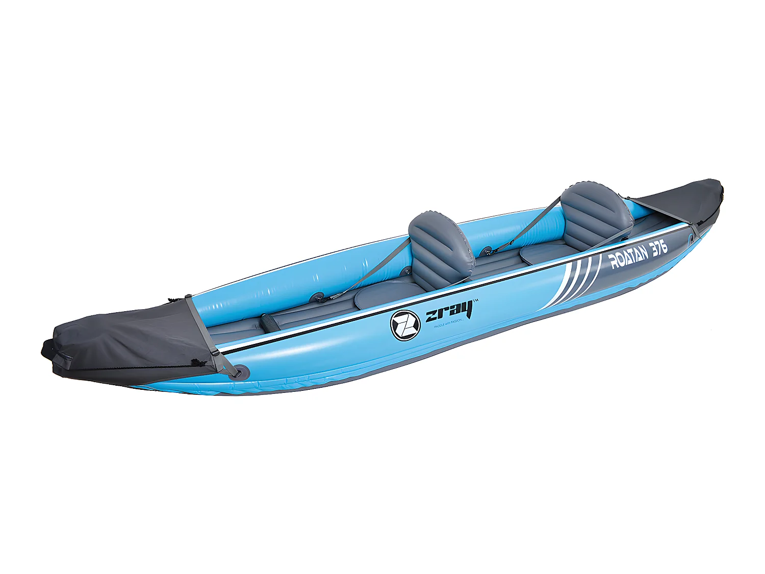 Kayak gonfiabile Zray Roatan 2 posti 100% PVC Pompa a pedale + 2 pagaie - Max 160kg -376x77cm (148 "x30") - Blu