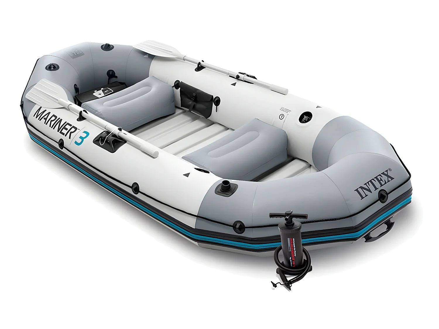 Kit bateau gonflable 3 places Mariner 3 avec rames et gonfleur - Intex
