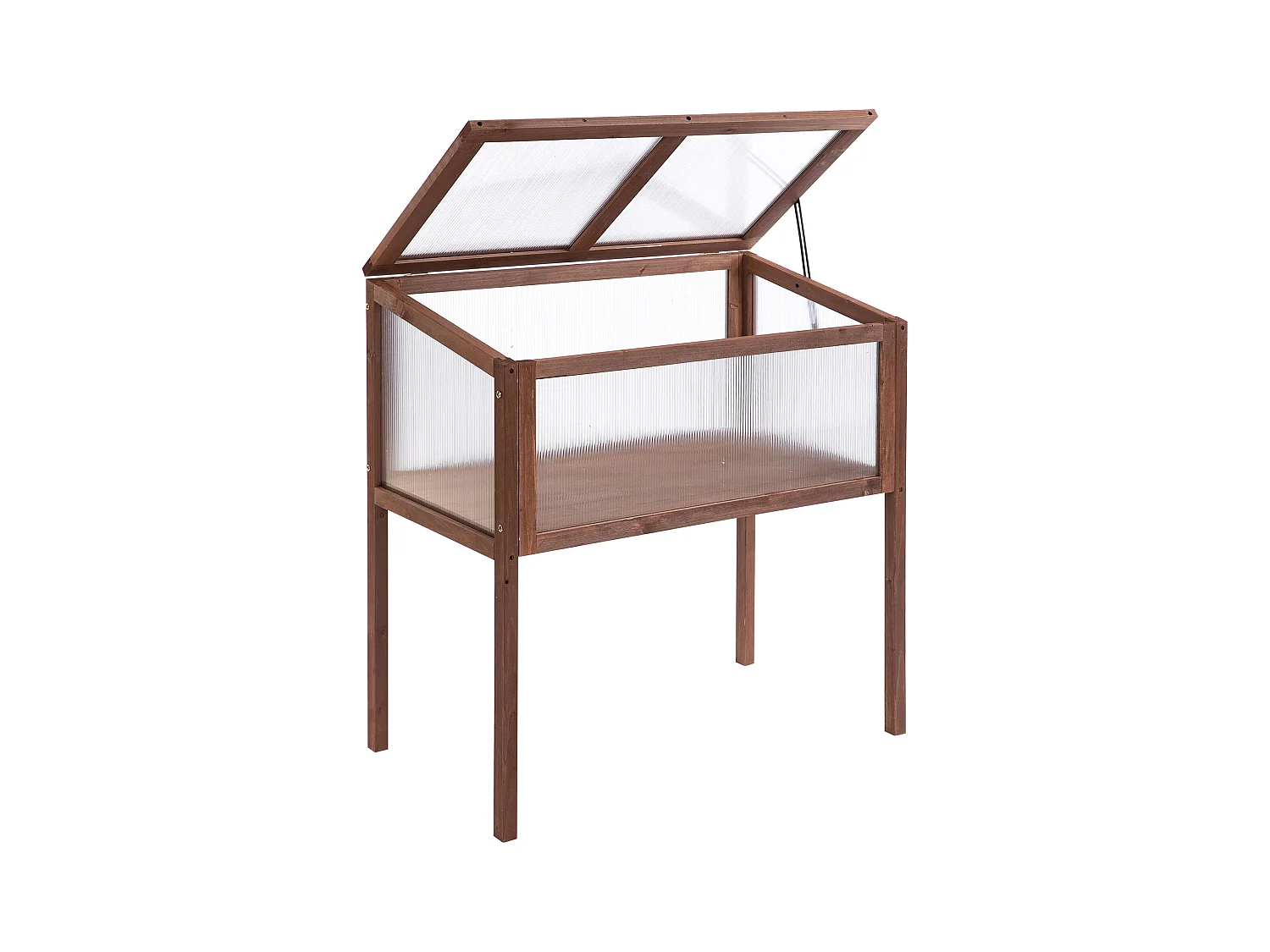 Mini serre sur pieds dim. 90L x 50l x 93H cm toit ouvrable panneaux de polycarbonate bois sapin traité