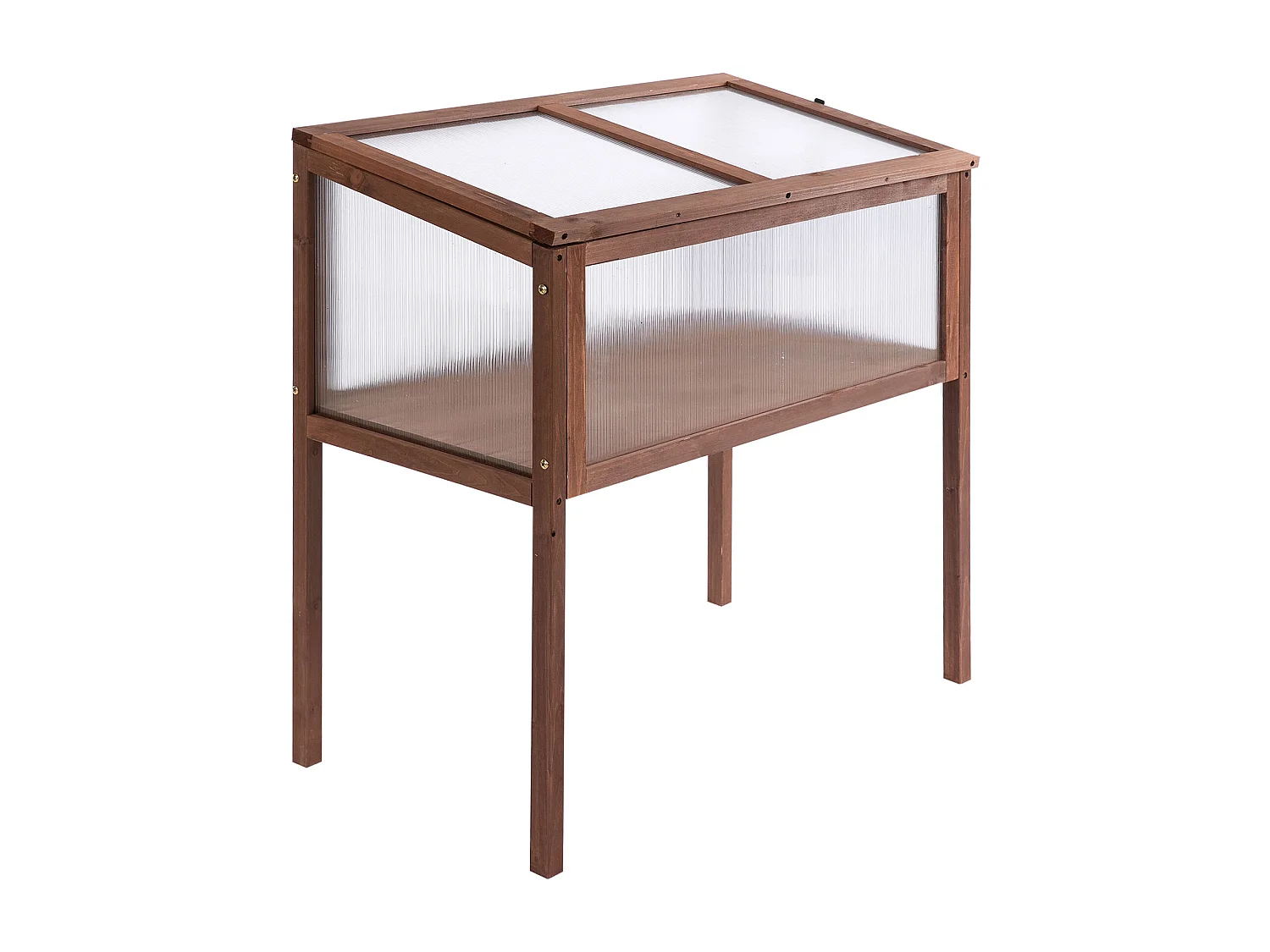 Mini serre sur pieds dim. 90L x 50l x 93H cm toit ouvrable panneaux de polycarbonate bois sapin traité