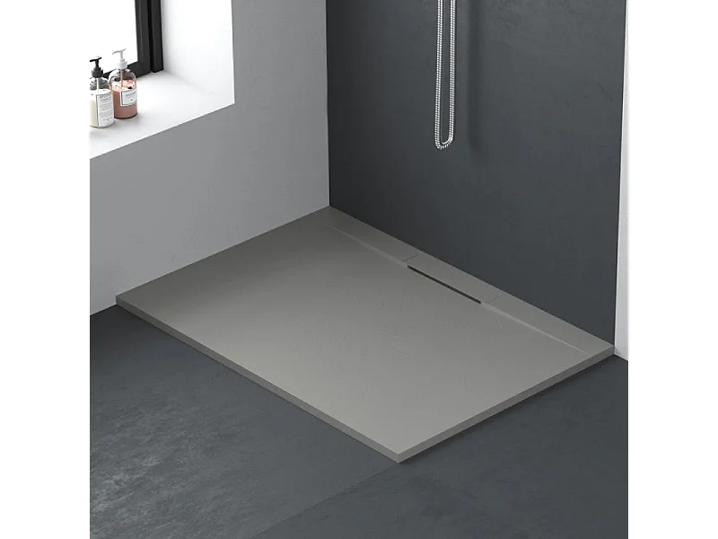 Receveur de douche 75 x 140 cm extra-plat en fonte minérale LYRA gris