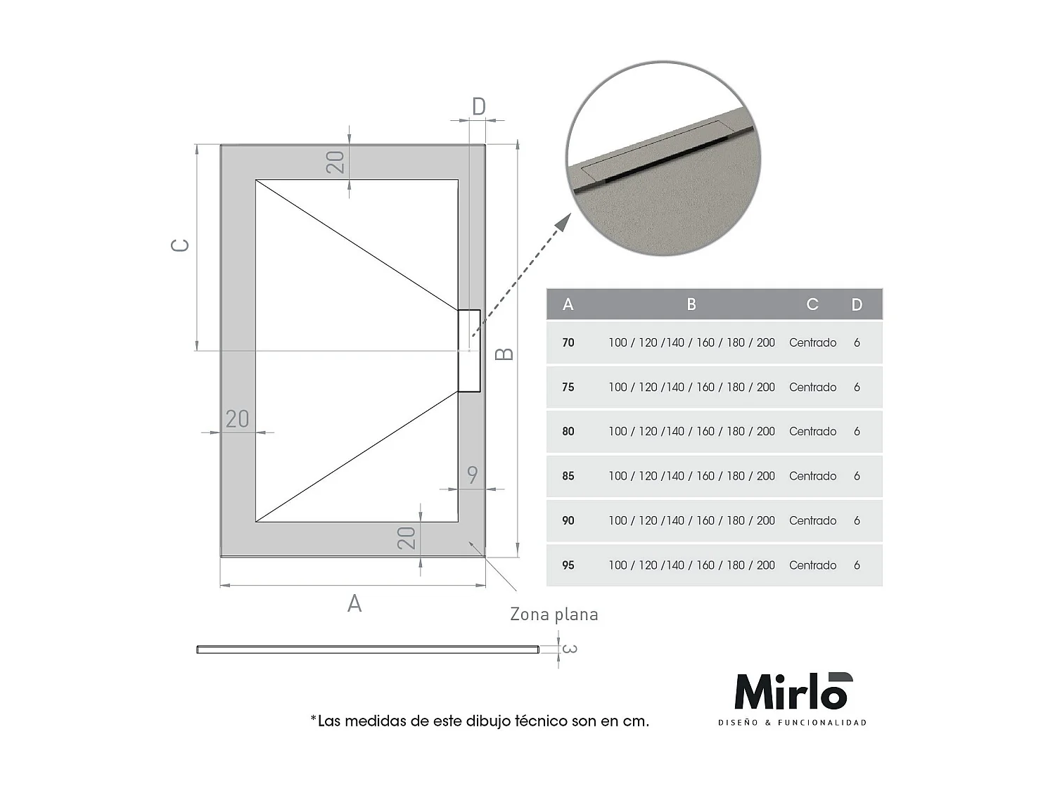 Mineralguss-Duschwanne extra flach LYRA ANTHRAZIT 100x140cm