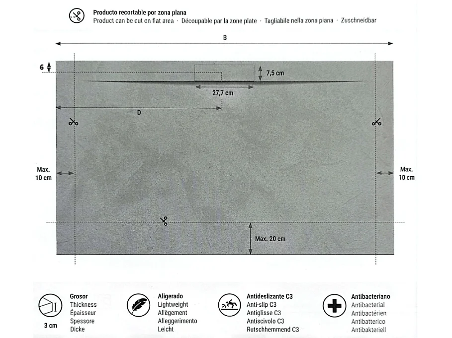 Mineralguss-Duschwanne extra flach LYRA GRAU 70x100cm