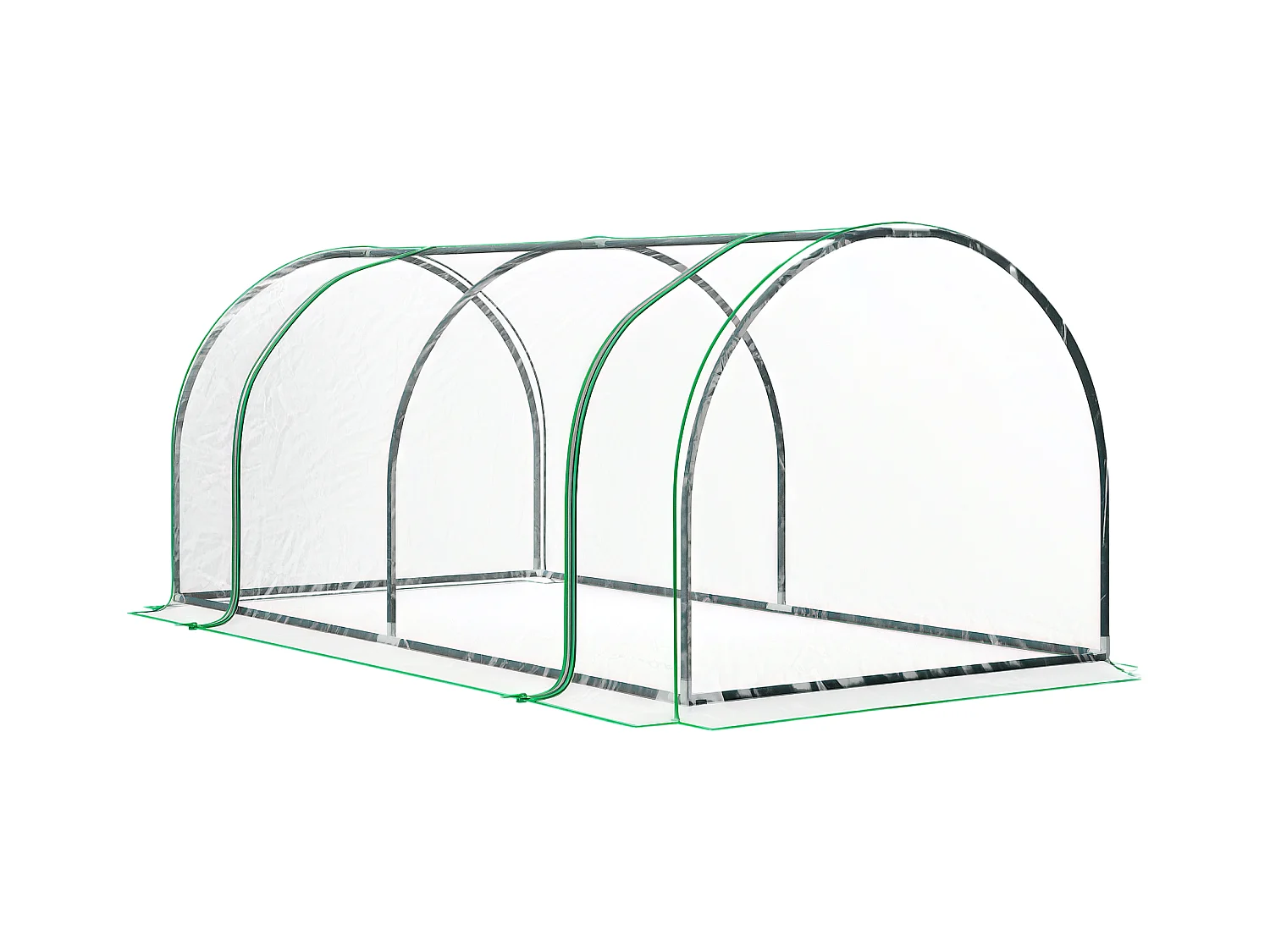 Serre de jardin tunnel serre à tomates dim. 2L x 1l x 0,8H m 2 portes zippées bâche PVC transparent acier époxy vert