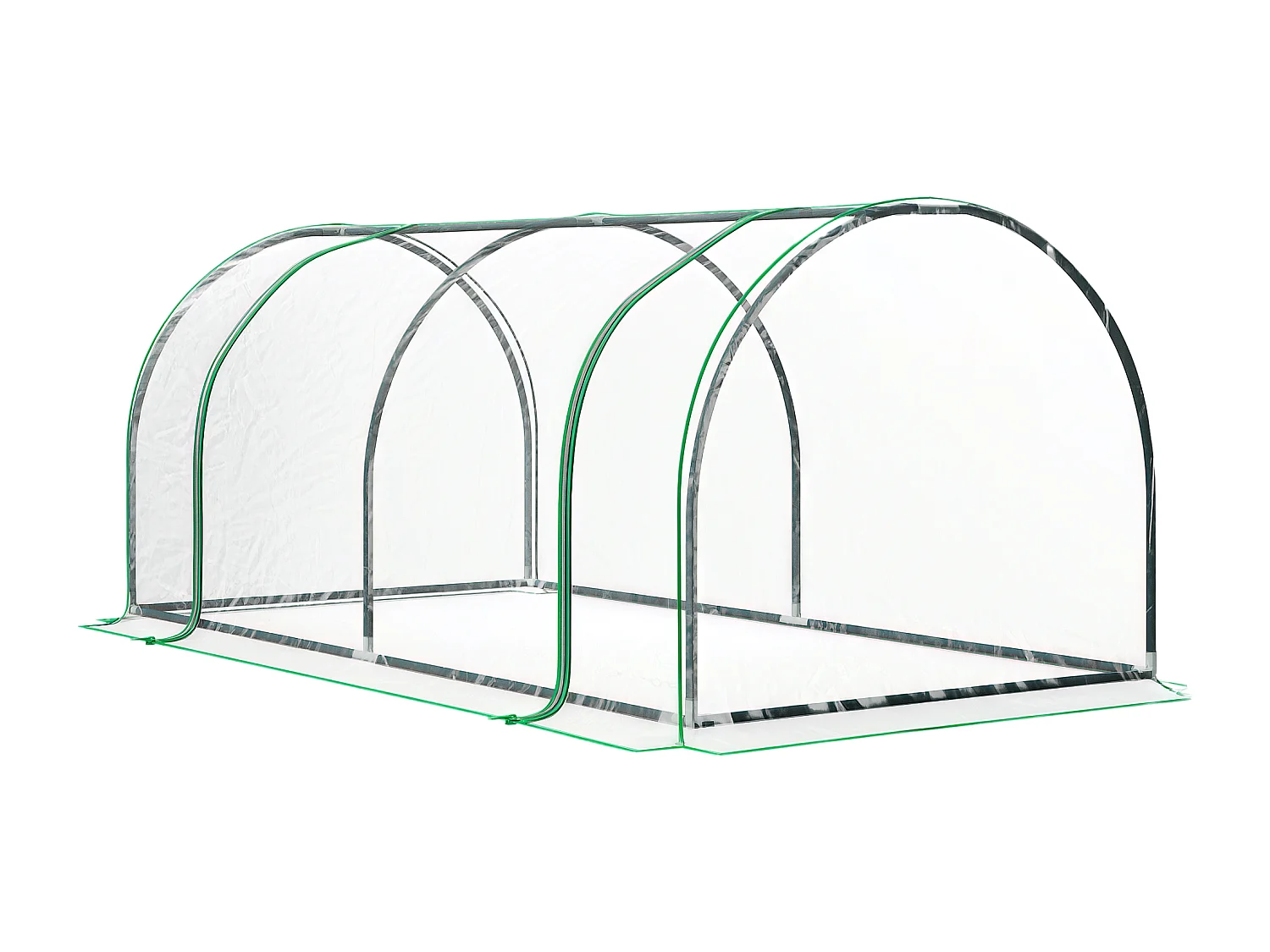 Serre de jardin tunnel serre à tomates dim. 2L x 1l x 0,8H m 2 portes zippées bâche PVC transparent acier époxy vert
