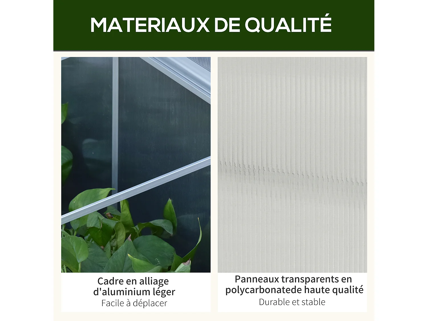 Mini serre de jardin serre à tomates 181L x 51l x 51H cm 3 pannneaux toits ouvrables alu. polycarbonate