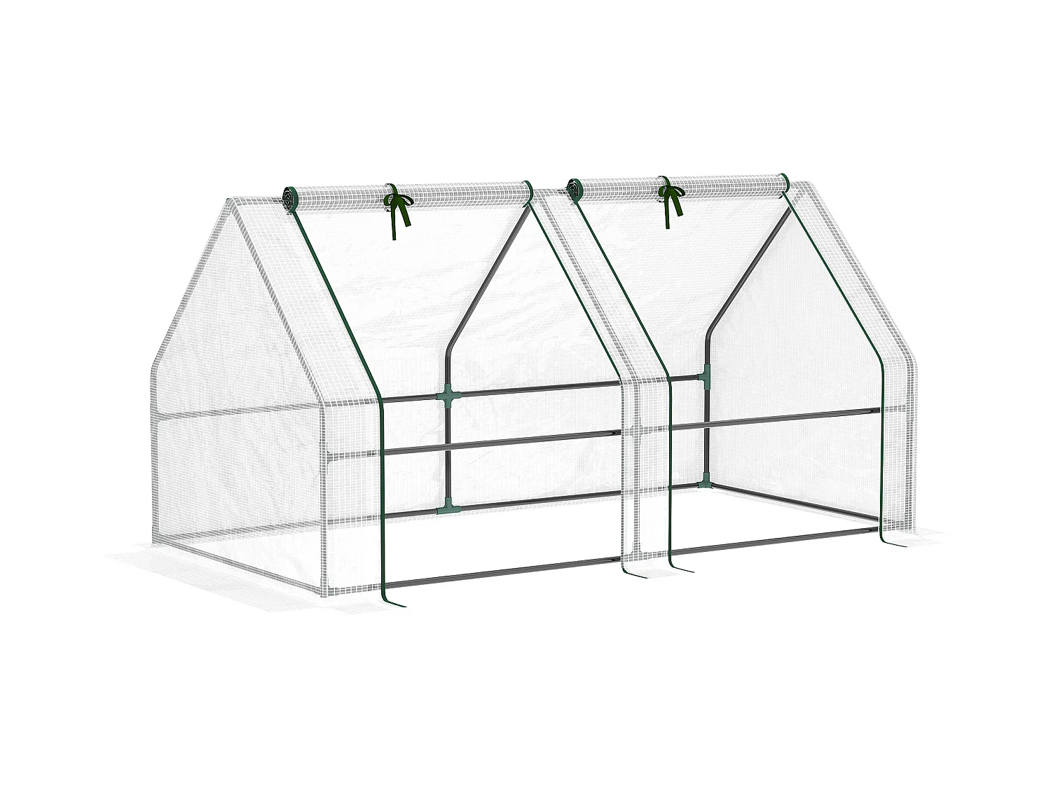 Serre de jardin tunnel 2,5L x 1l x 0,8H m grande porte zippée bâche PVC transparent métal époxy vert