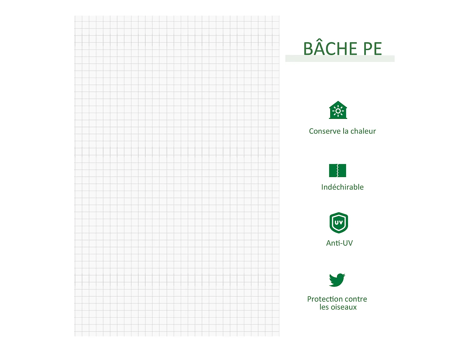 Serre de jardin tunnel 2,5L x 1l x 0,8H m grande porte zippée bâche PVC transparent métal époxy vert