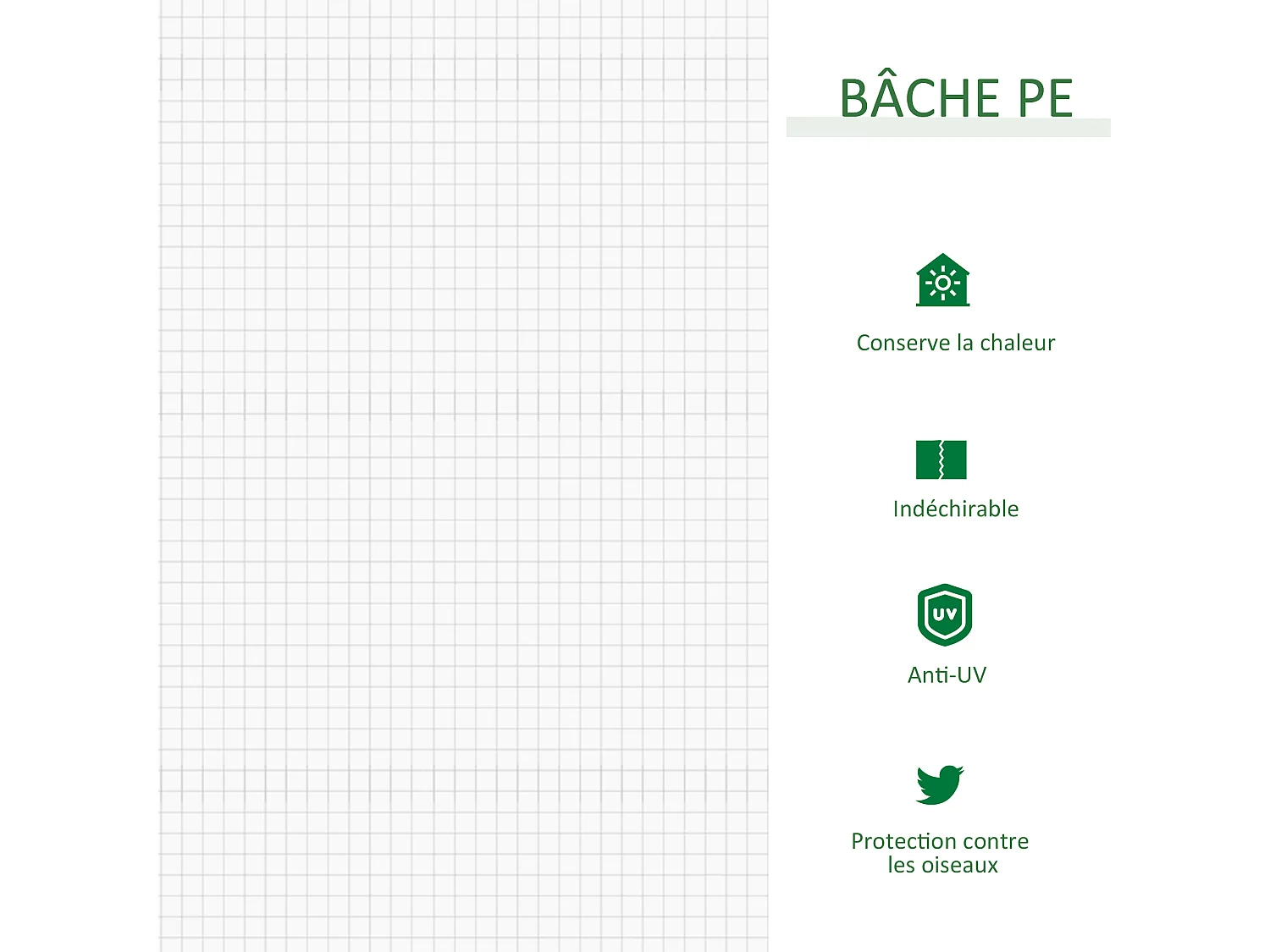 Serre de jardin tunnel 2,5L x 1l x 0,8H m grande porte zippée bâche PVC transparent métal époxy vert