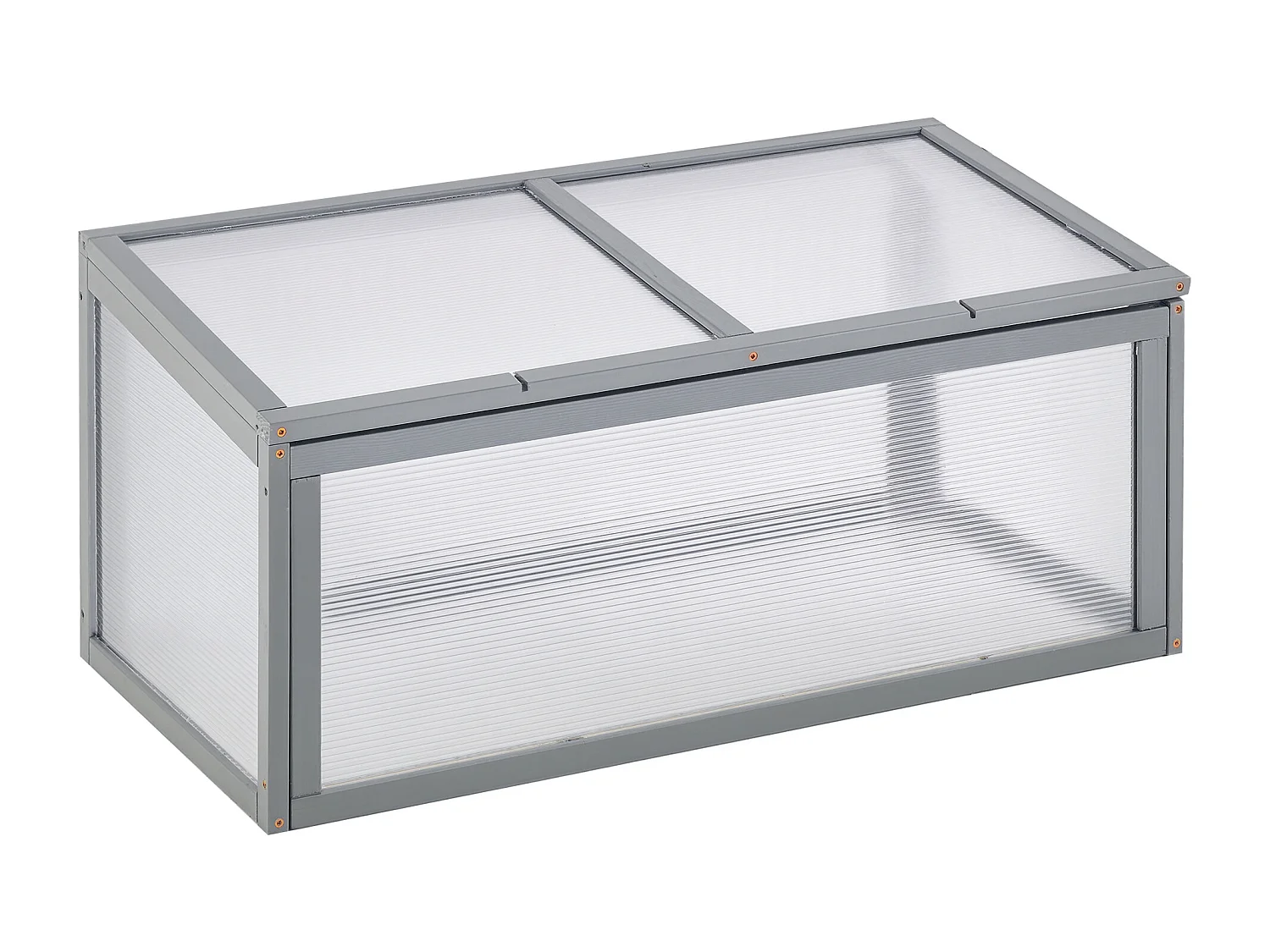 Mini serre de jardin serre à tomates dim. 90L x 46l x 40H cm toit ouvrable panneaux de polycarbonate bois sapin pré-huilé gris