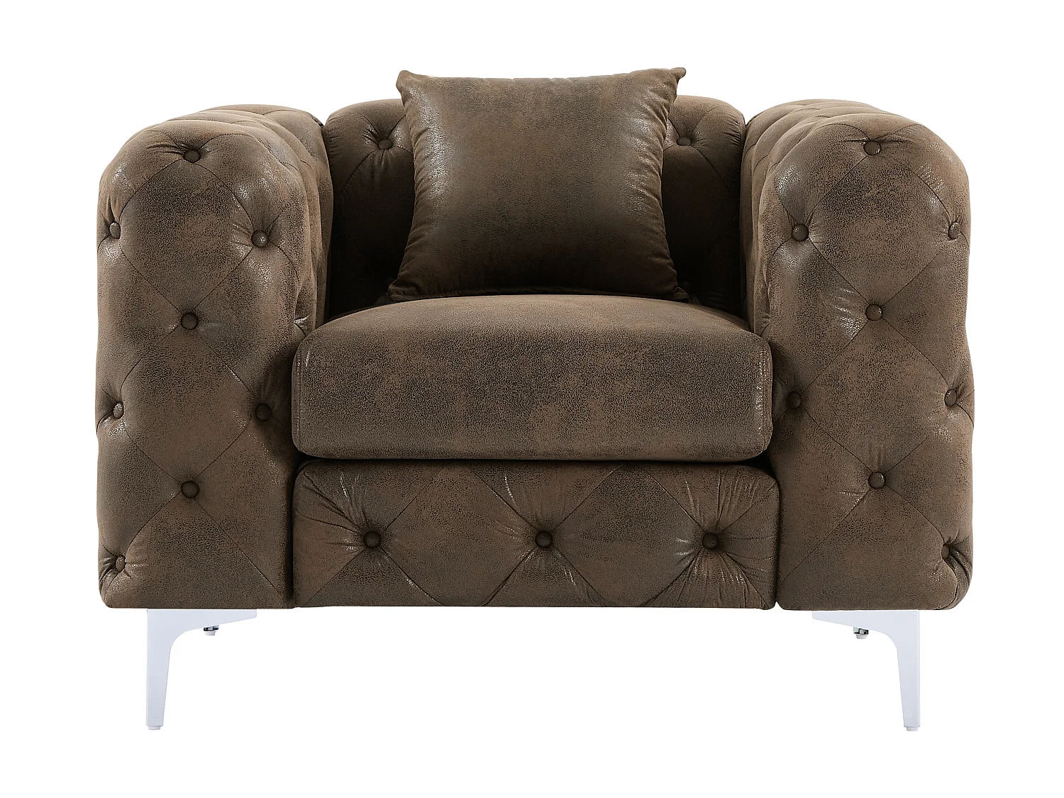 Driezits-Chesterfieldbank en -fauteuil van microvezel met verouderd leereffect EDWINA