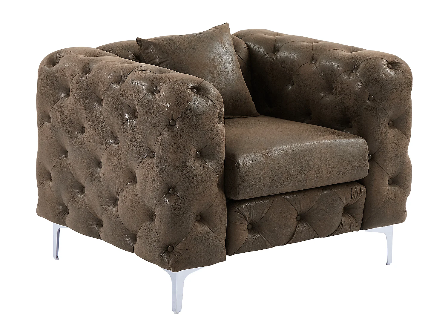 Driezits-Chesterfieldbank en -fauteuil van microvezel met verouderd leereffect EDWINA