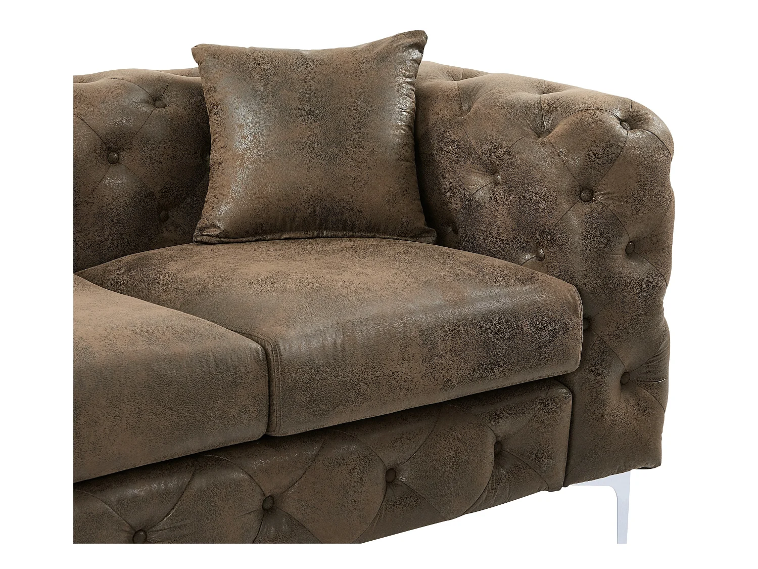 Driezits-Chesterfieldbank en -fauteuil van microvezel met verouderd leereffect EDWINA
