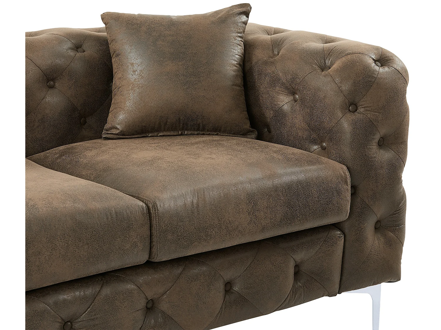 Canapé 3 places et fauteuil chesterfield en microfibre aspect cuir vieilli EDWINA
