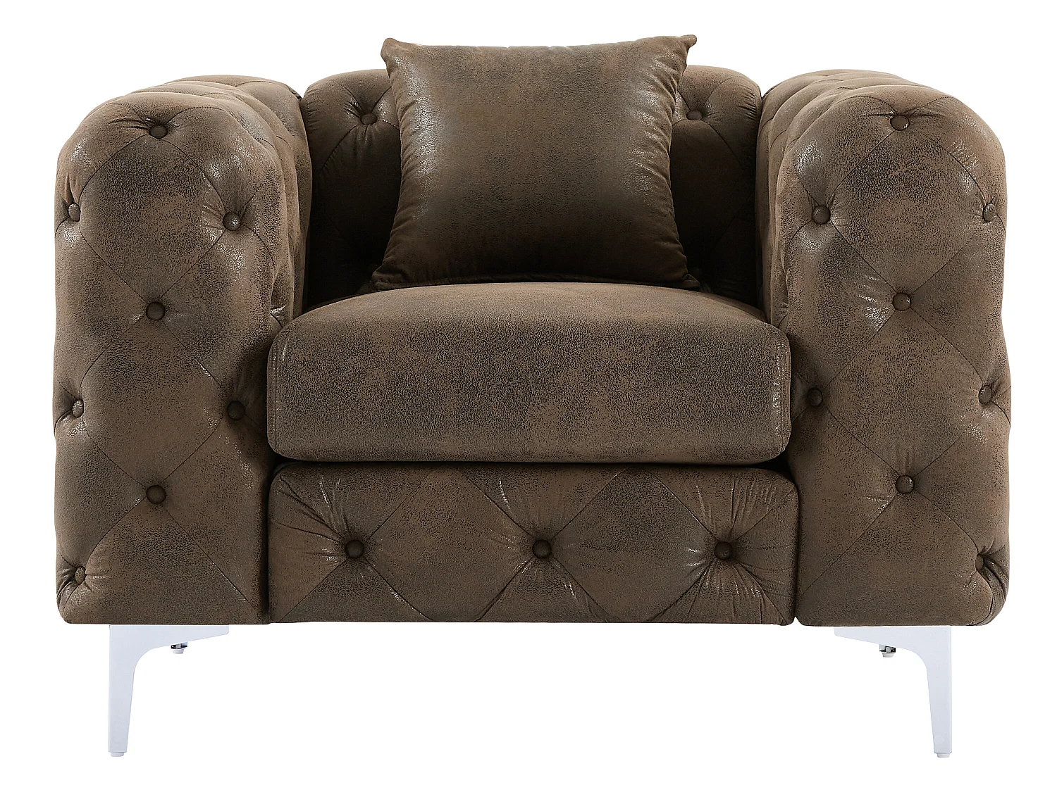 Canapé 3 places et fauteuil chesterfield en microfibre aspect cuir vieilli EDWINA