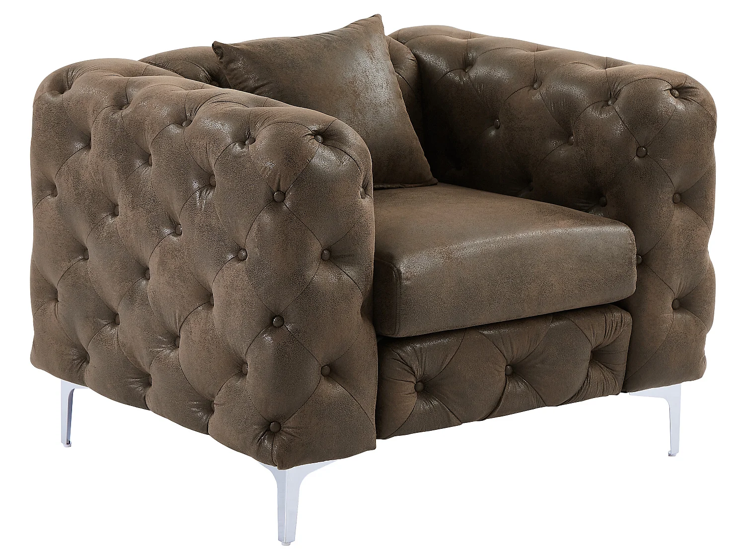 Canapé 3 places et fauteuil chesterfield en microfibre aspect cuir vieilli EDWINA