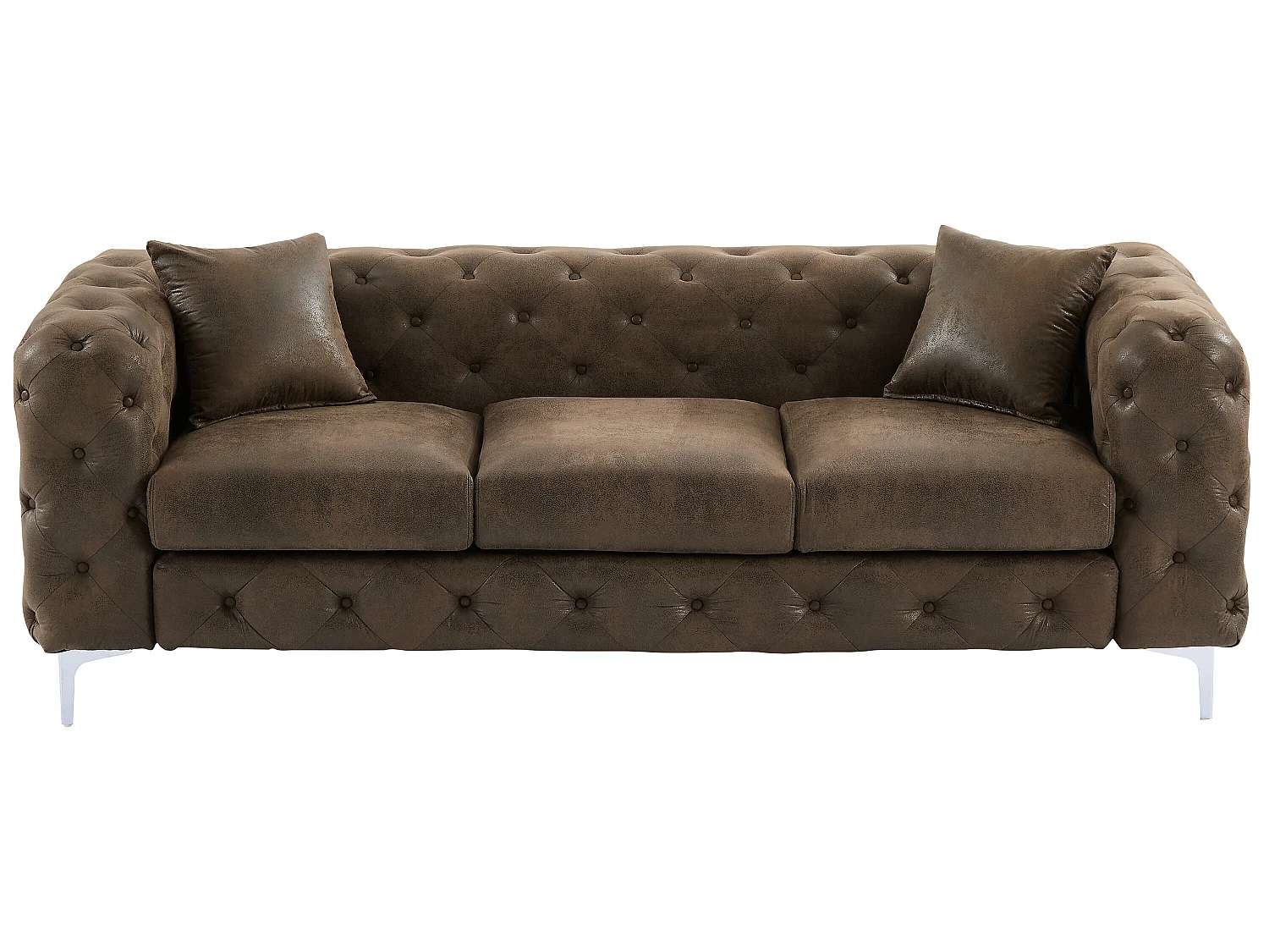 Canapé 3 places et fauteuil chesterfield en microfibre aspect cuir vieilli EDWINA