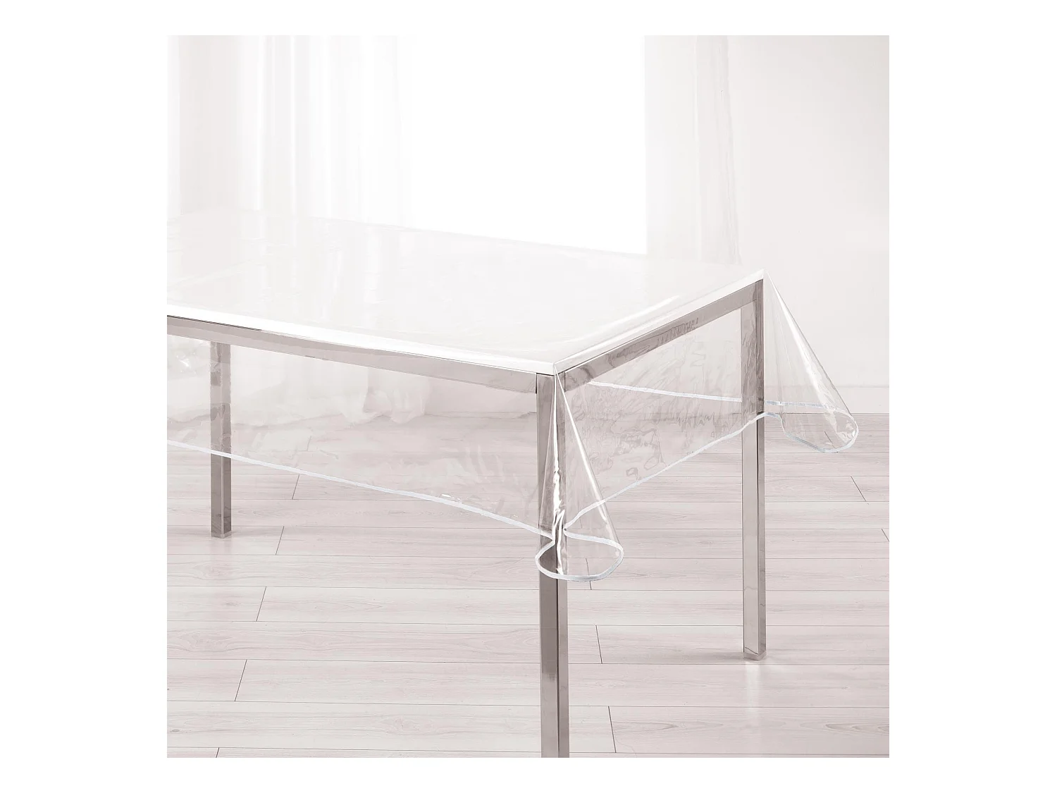 Nappe Cristal "Garden" 140x240cm Transparent & Blanc