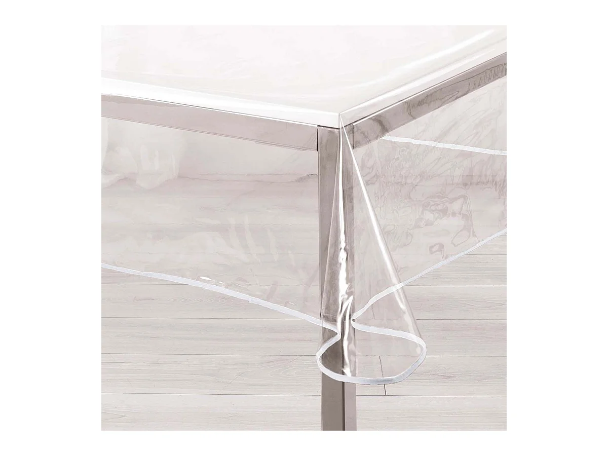 Nappe Cristal "Garden" 140x240cm Transparent & Blanc