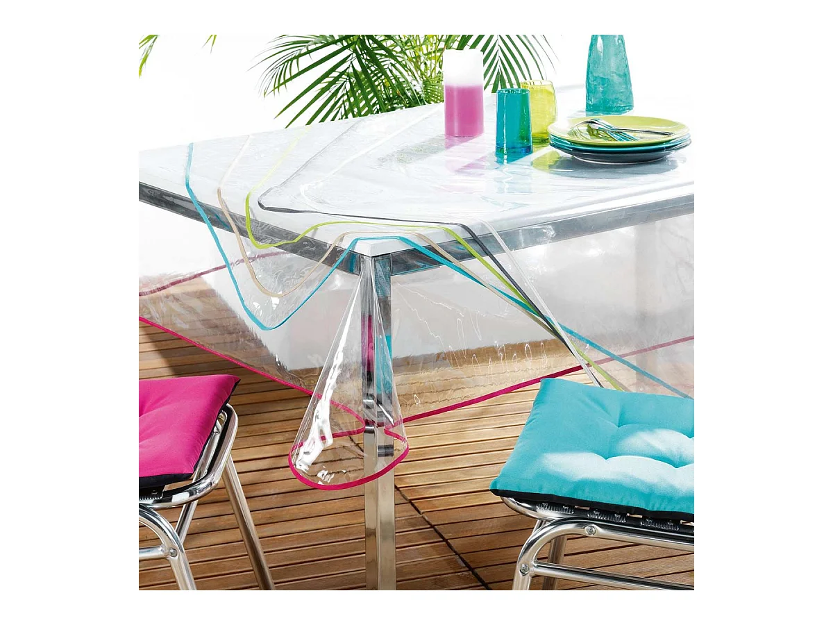 Nappe Cristal "Garden" 140x240cm Transparent & Blanc