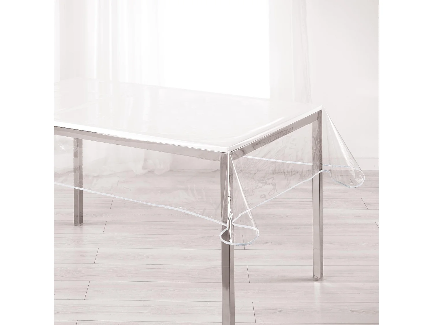Nappe Cristal "Garden" 140x240cm Transparent & Blanc