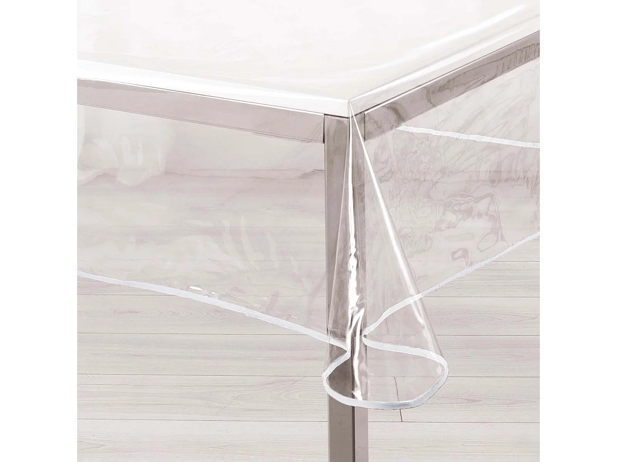 Nappe Cristal "Garden" 140x240cm Transparent & Blanc