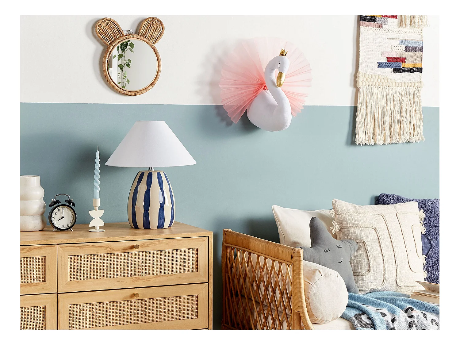 Décoration murale pour enfants Cygne ODETTA Coton 32 cm Blanc