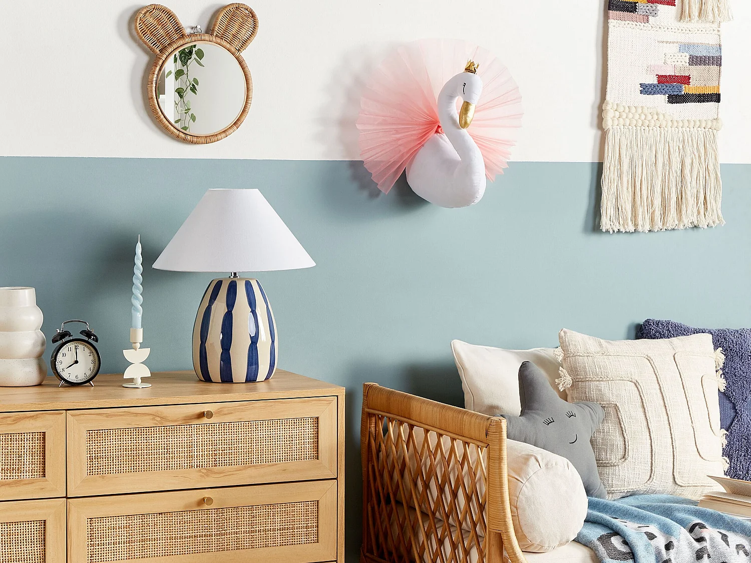 Décoration murale pour enfants Cygne ODETTA Coton 32 cm Blanc