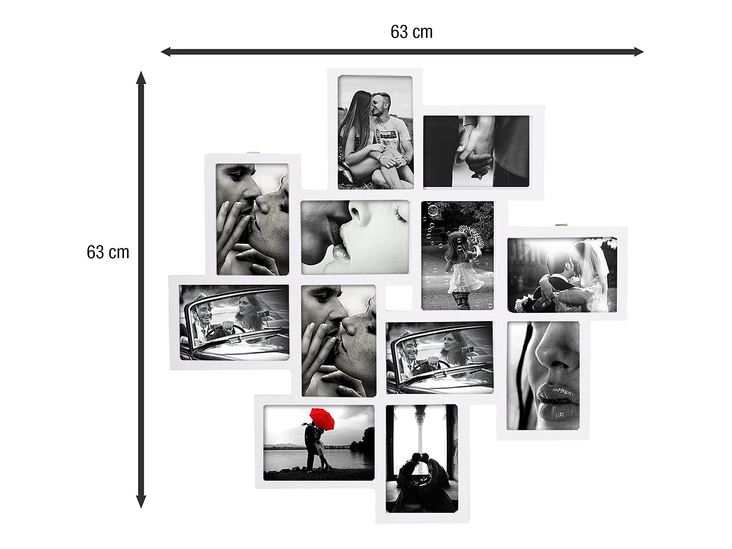 Marco de Fotos Multiple Madera Blanco 12 Fotos 63x63x1,2