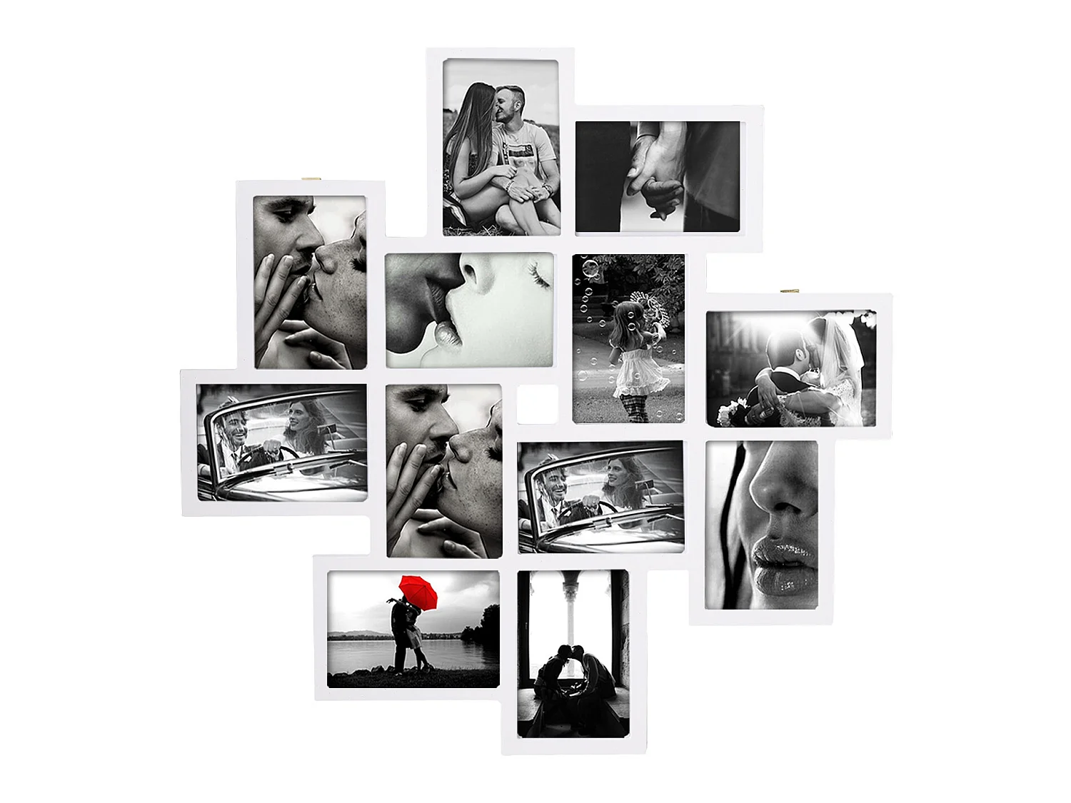Marco de Fotos Multiple Madera Blanco 12 Fotos 63x63x1,2