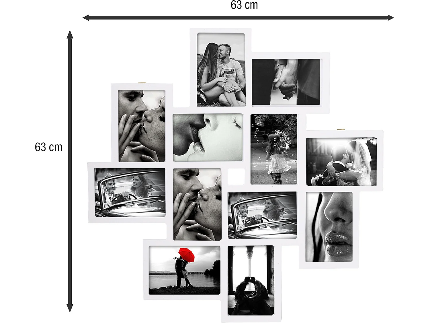 Marco de Fotos Multiple Madera Blanco 12 Fotos 63x63x1,2